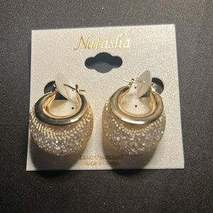 Natasha gold plated, rhinestone hoop earrings